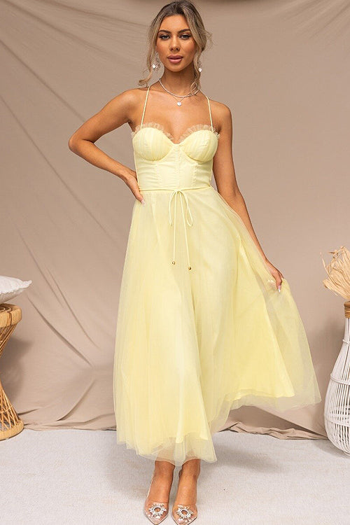 Heidi-Mode | Rare Beauty Tüll Rückenfreies Midi Kleid