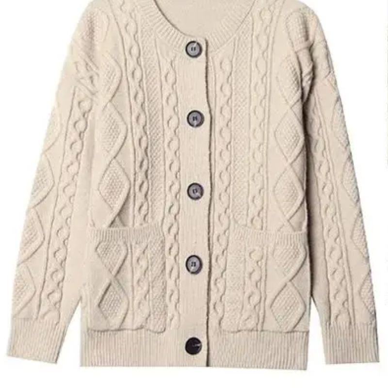 Heidi-Mode | Strickjacke Damen mit Rundhals und Knopfschluss