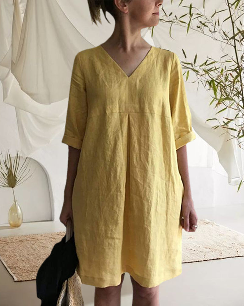 Heidi-Mode | Luftige Tunika Kleid mit V-Ausschnitt