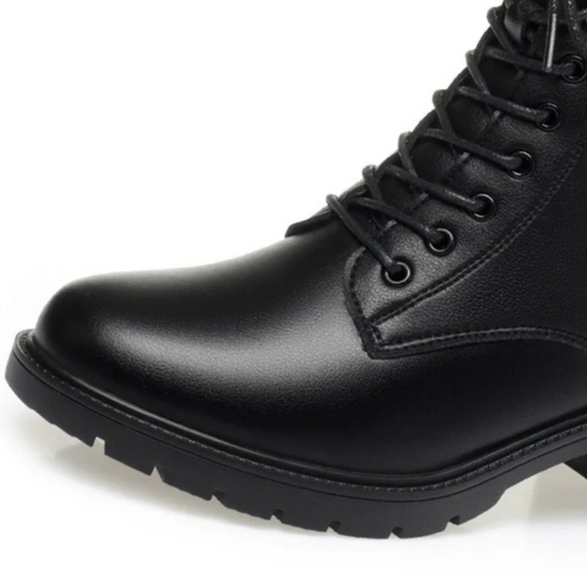 Heidi-Mode | Damenstiefel mit Schnalle und Nieten Design Stabiler Absatz
