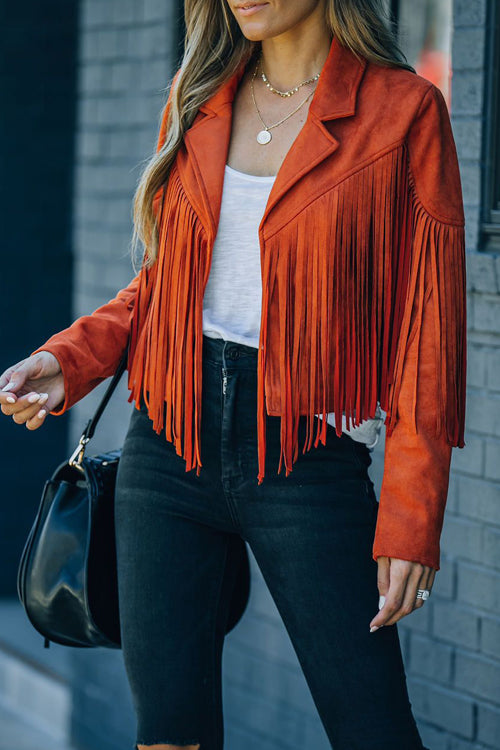 Heidi-Mode | At Your Best Fransenkante Faux Suede Shacket