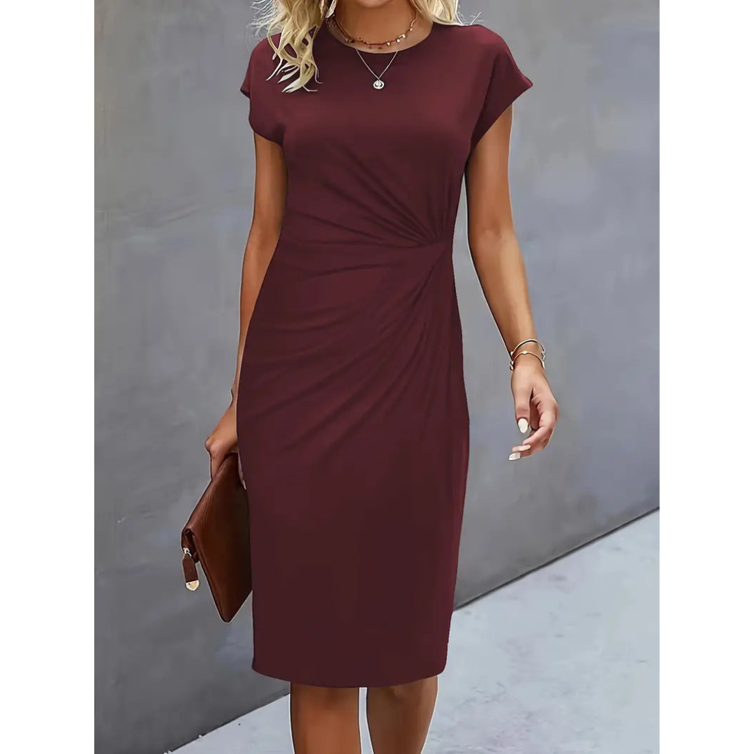 Heidi-Mode | Damen Taillenakzent Stil Kleid Kurzärmlich