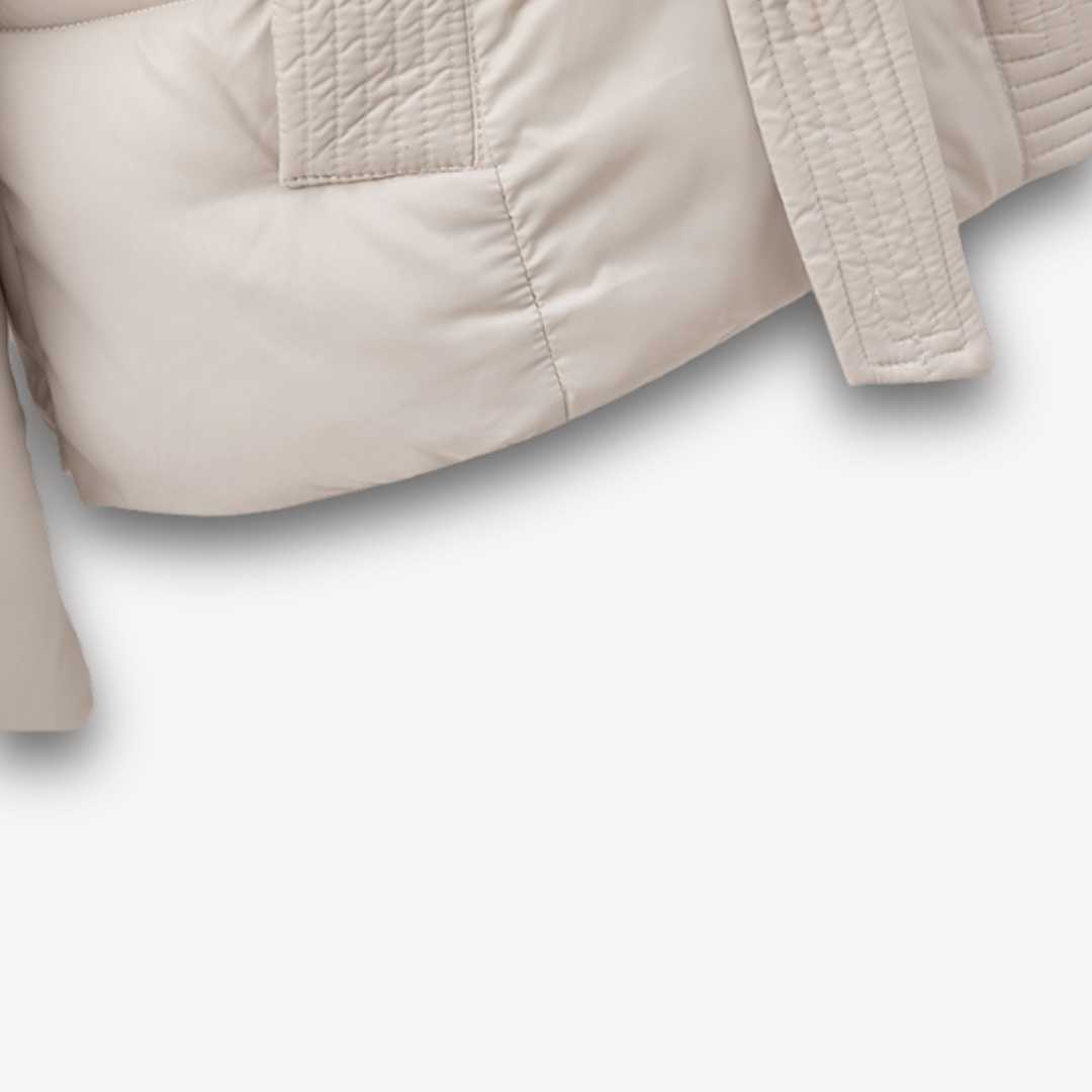 Heidi-Mode | Damen Pufferjacke mit Kapuze und Gürtel