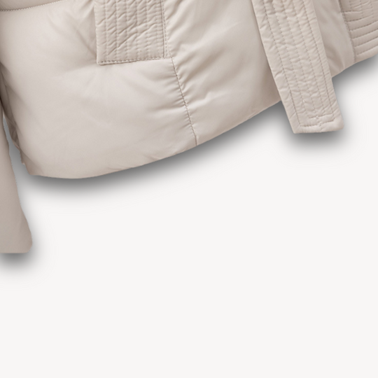 Heidi-Mode | Damen Pufferjacke mit Kapuze und Gürtel