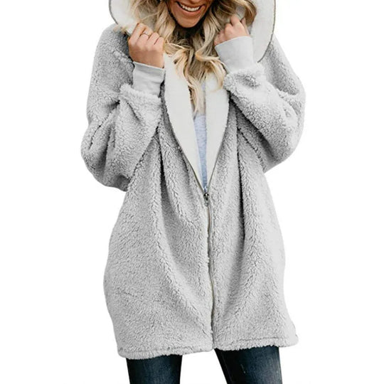HeidiMode | Flauschiger Fleecemantel Mit Kapuze Und Weicher Tasche