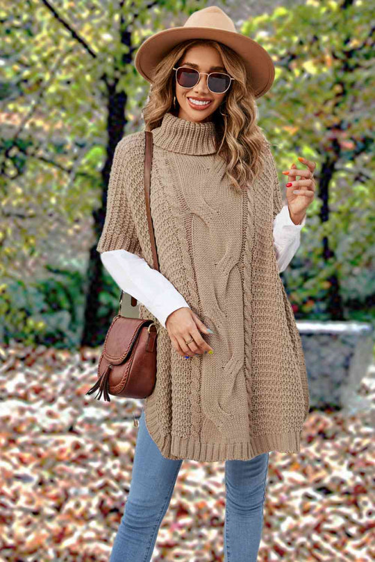 Heidi-Mode | Rollkragen Schlitz Kurzarm Pullover