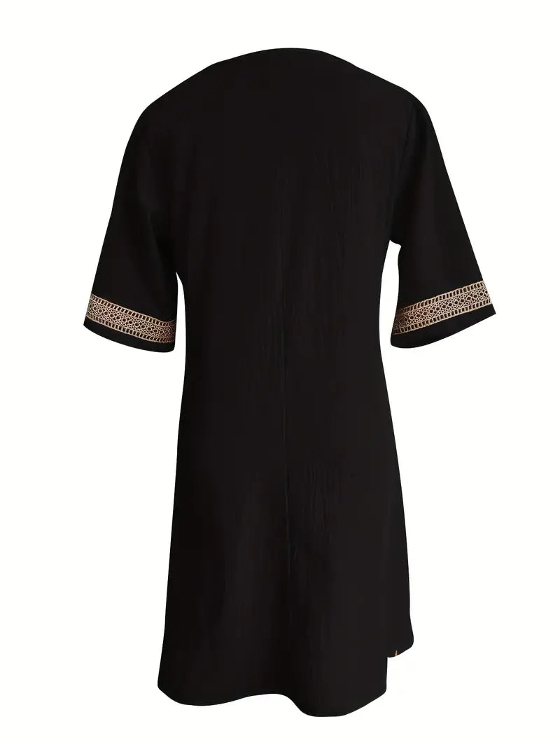 Guipure Spitzen V Ausschnitt Kleid