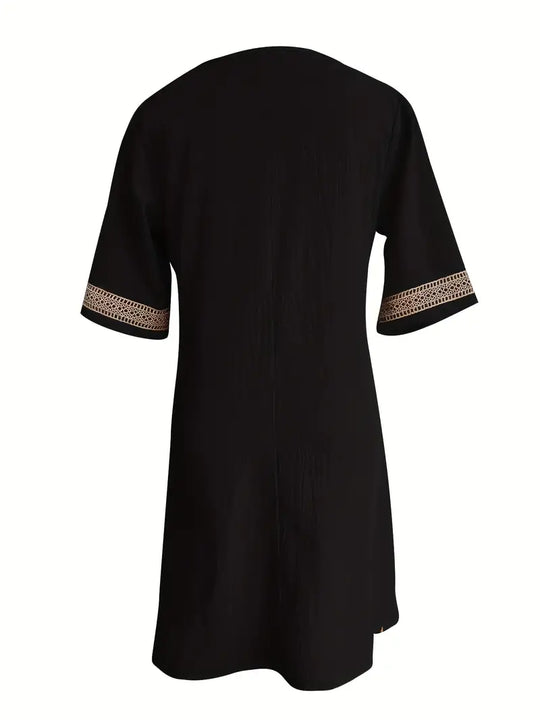 Guipure Spitzen V Ausschnitt Kleid