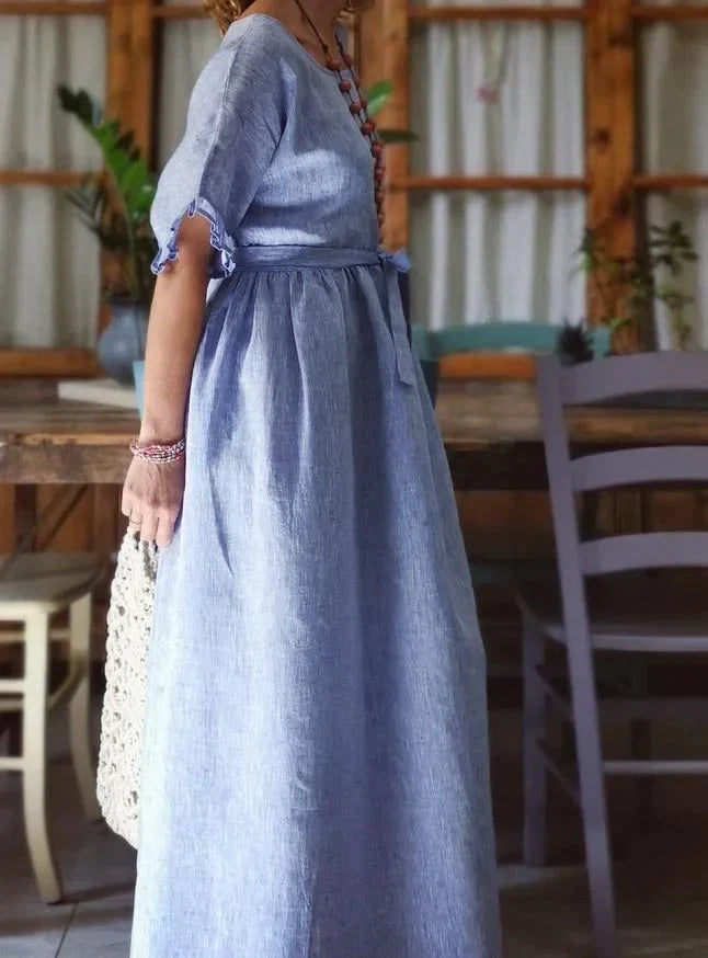 Heidi | Bohemian langes Kleid aus Leinenmischung