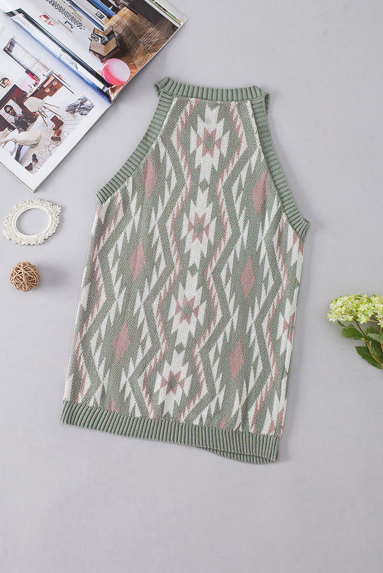 Green Western Tribal Aztekenmuster Pullover Tank Stricken