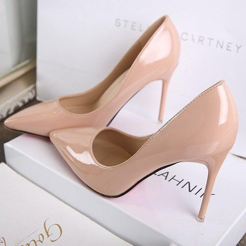 Damen Elegante Hochglanz-Pumps mit schmaler Silhouette und komfortablem Innenfutter Heidi-Mode
