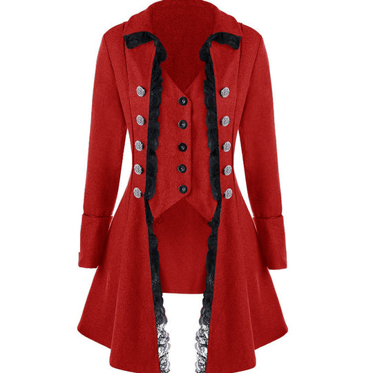 Damen historischer Kapuzenmantel mit eleganten Rüschen Heidi-Mode