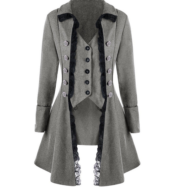 Damen historischer Kapuzenmantel mit eleganten Rüschen Heidi-Mode