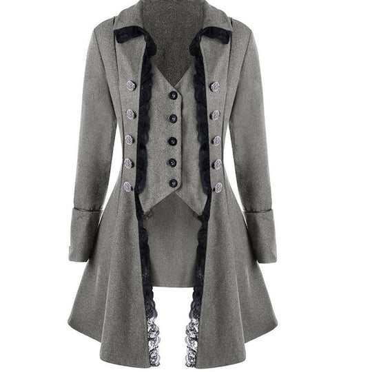 Damen historischer Kapuzenmantel mit eleganten Rüschen Heidi-Mode