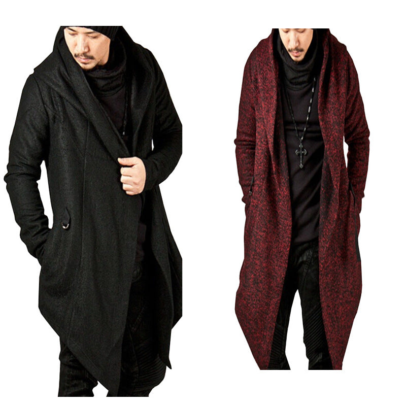 Herren lässiger Strickmantel mit ausdrucksstarkem Design und Kapuze Heidi-Mode