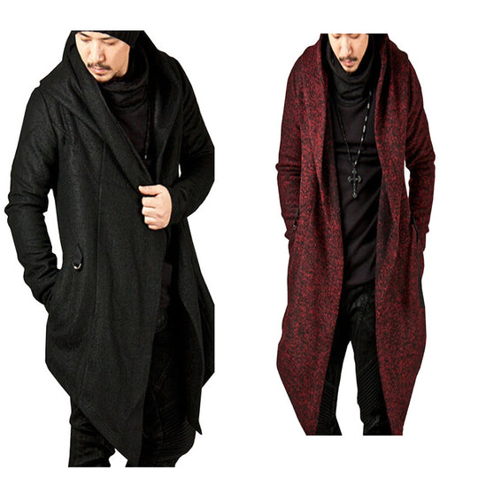 Herren lässiger Strickmantel mit ausdrucksstarkem Design und Kapuze Heidi-Mode