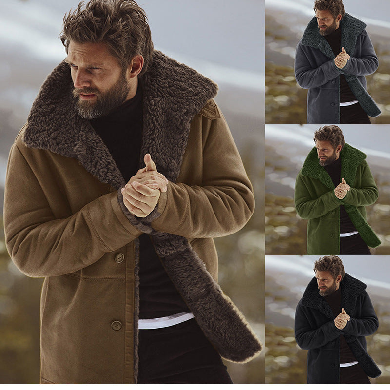 Herren Langer Pelzmantel mit luxuriösem Futter Heidi-Mode