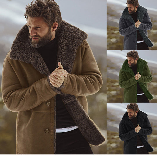 Herren Langer Pelzmantel mit luxuriösem Futter Heidi-Mode