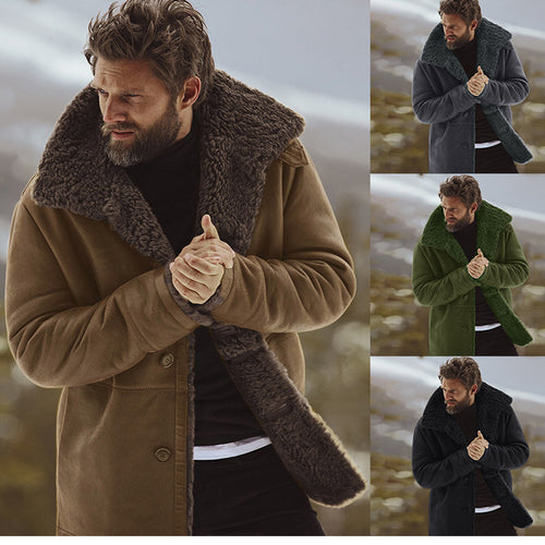 Herren Langer Pelzmantel mit luxuriösem Futter Heidi-Mode
