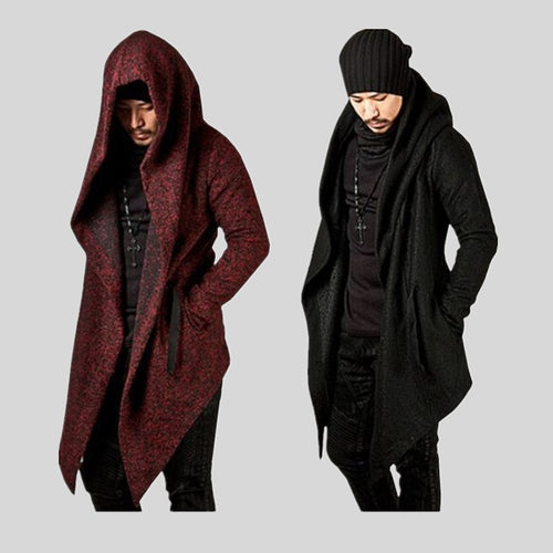 Herren lässiger Strickmantel mit ausdrucksstarkem Design und Kapuze Heidi-Mode