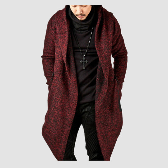 Herren lässiger Strickmantel mit ausdrucksstarkem Design und Kapuze Heidi-Mode