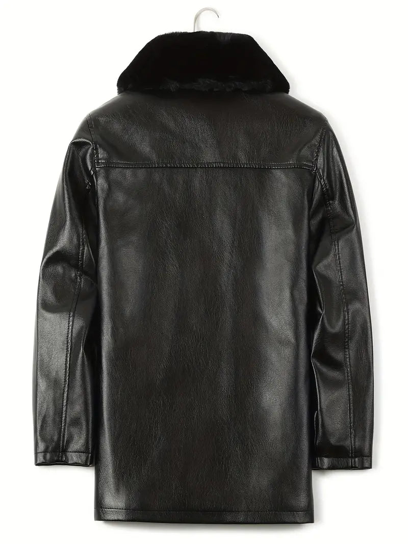Heidi-Mode - Herren Warme Fleece-PU Jacke