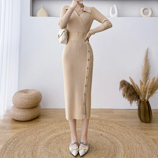 Heidi-Mode | Bodycon Über Das Knie Hüftbedeckendes Strickkleid