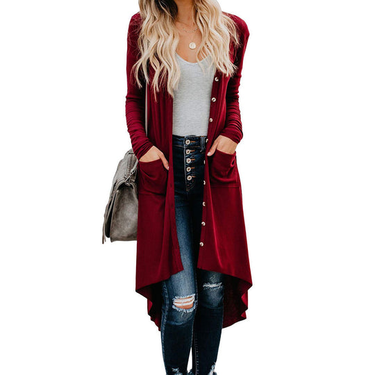 Damen Longstrickjacke mit Knopfdetails und praktischen Taschen Heidi-Mode