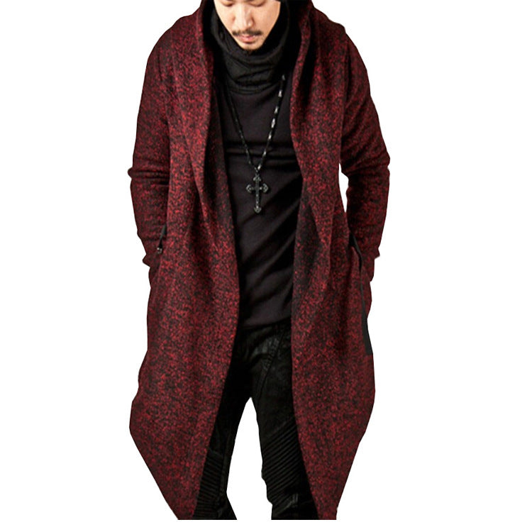Herren lässiger Strickmantel mit ausdrucksstarkem Design und Kapuze Heidi-Mode
