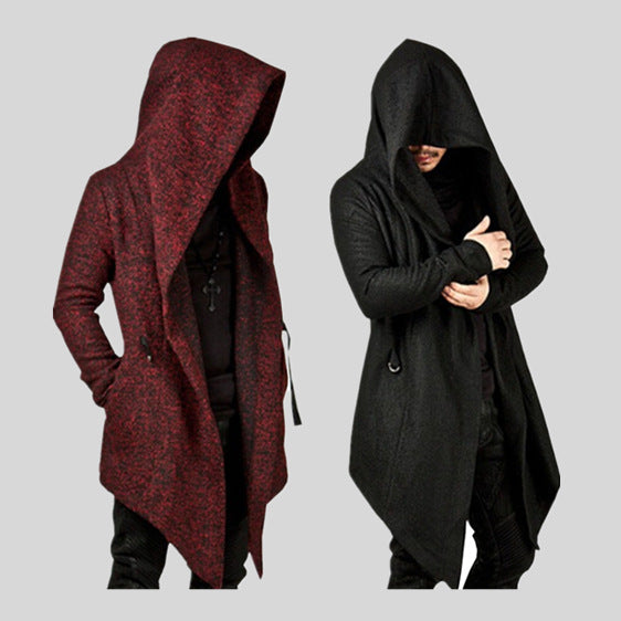 Herren lässiger Strickmantel mit ausdrucksstarkem Design und Kapuze Heidi-Mode