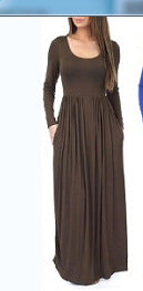 Damen Alltagstaugliches Maxikleid mit praktischen Taschen und fließendem Schnitt Heidi-Mode