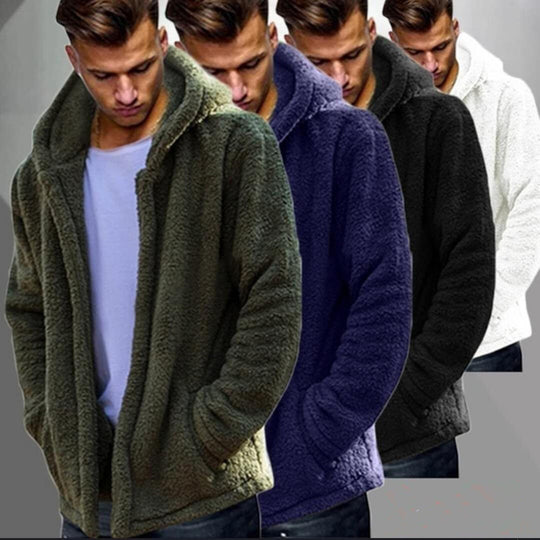 Herren Kuschelige Fleecejacke mit Kapuze Heidi-Mode