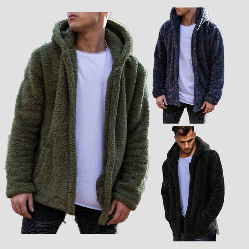 Herren Kuschelige Fleecejacke mit Kapuze Heidi-Mode