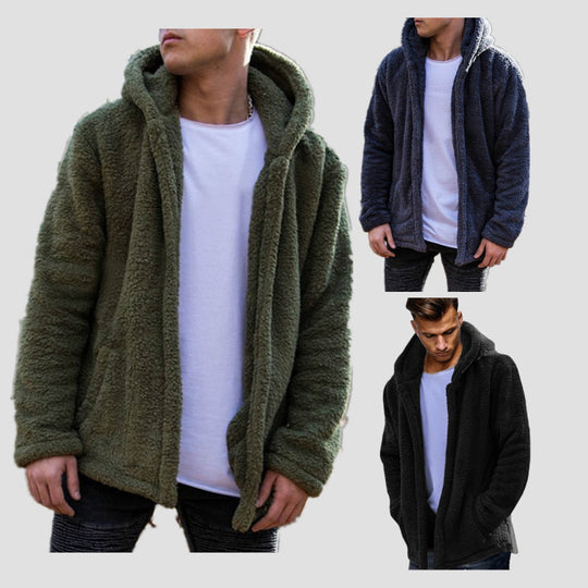 Herren Kuschelige Fleecejacke mit Kapuze Heidi-Mode