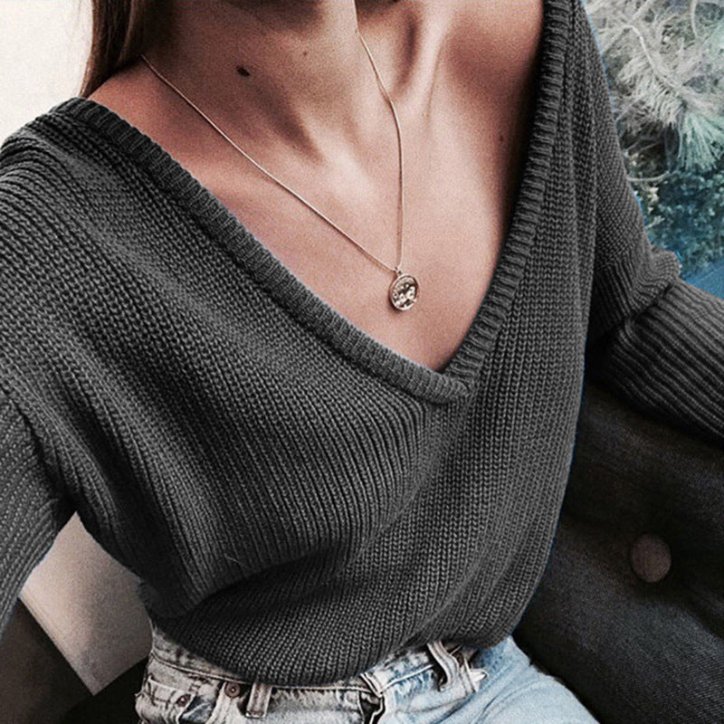 Damen kuscheliger Strickpullover mit V-Ausschnitt und lässigem Schnitt Heidi-Mode