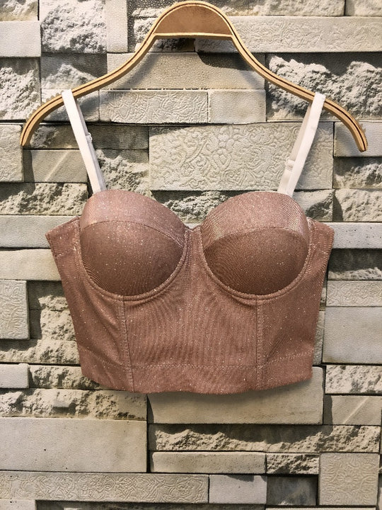 Damen Bustier Oberteil mit formendem Design und verspielten Trägern Heidi-Mode