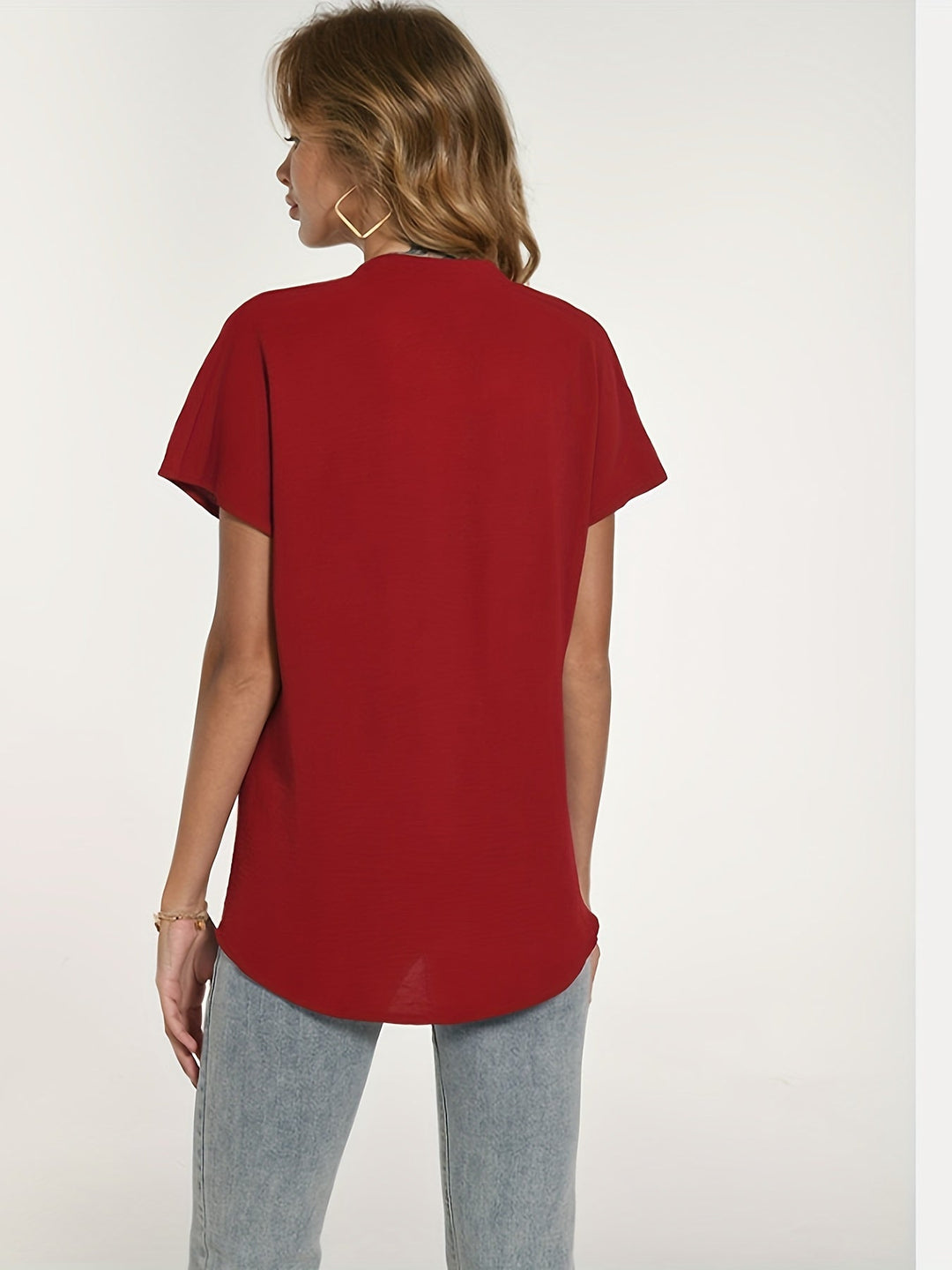 Heidi-Mode | Sommerbluse für Damen Leicht, Kurzarm, Elegant V-Ausschnitt Dekolleté
