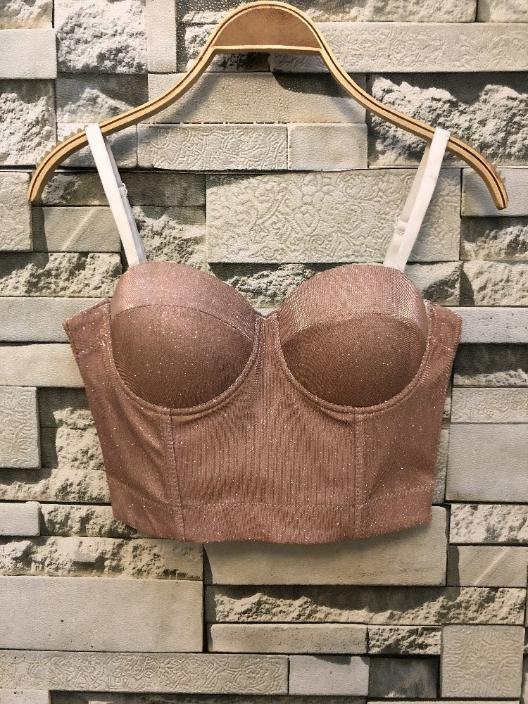 Damen Bustier Oberteil mit formendem Design und verspielten Trägern Heidi-Mode
