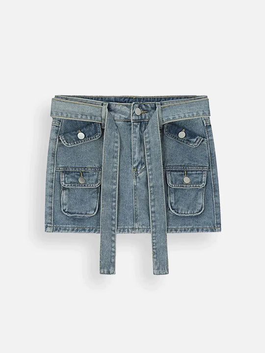 denim rok met meerdere zakken