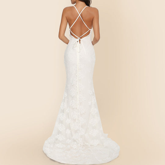 Heidi-Mode | Damen Ärmelloses Bodenlanges Ballkleid mit Schleppe
