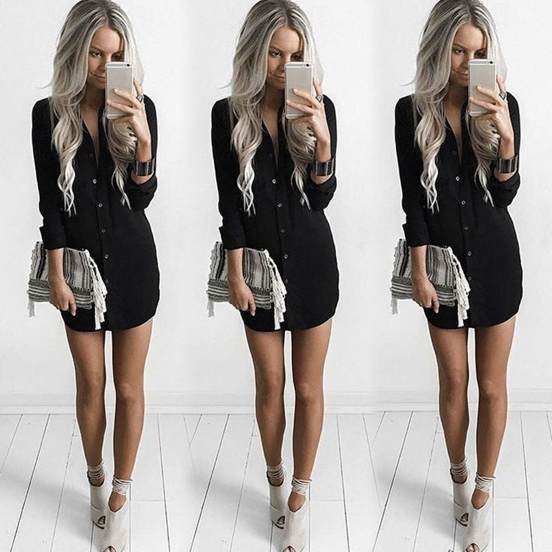 Damen Hemdkleid mit seitlichen Schlitzen und elegantem Kragen Heidi-Mode