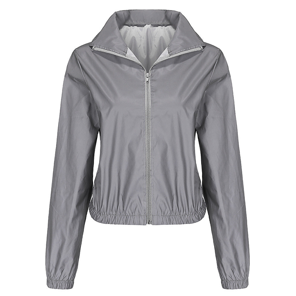 Damen Sportliche Windbreaker-Jacke mit elastischem Bund und hoher Atmungsaktivität Heidi-Mode