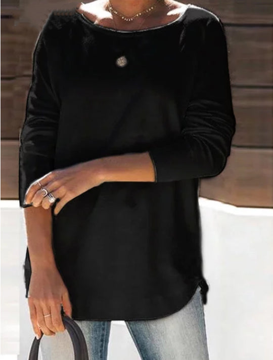 Damen gemütlicher Longsleeve mit weitem Ausschnitt Heidi-Mode