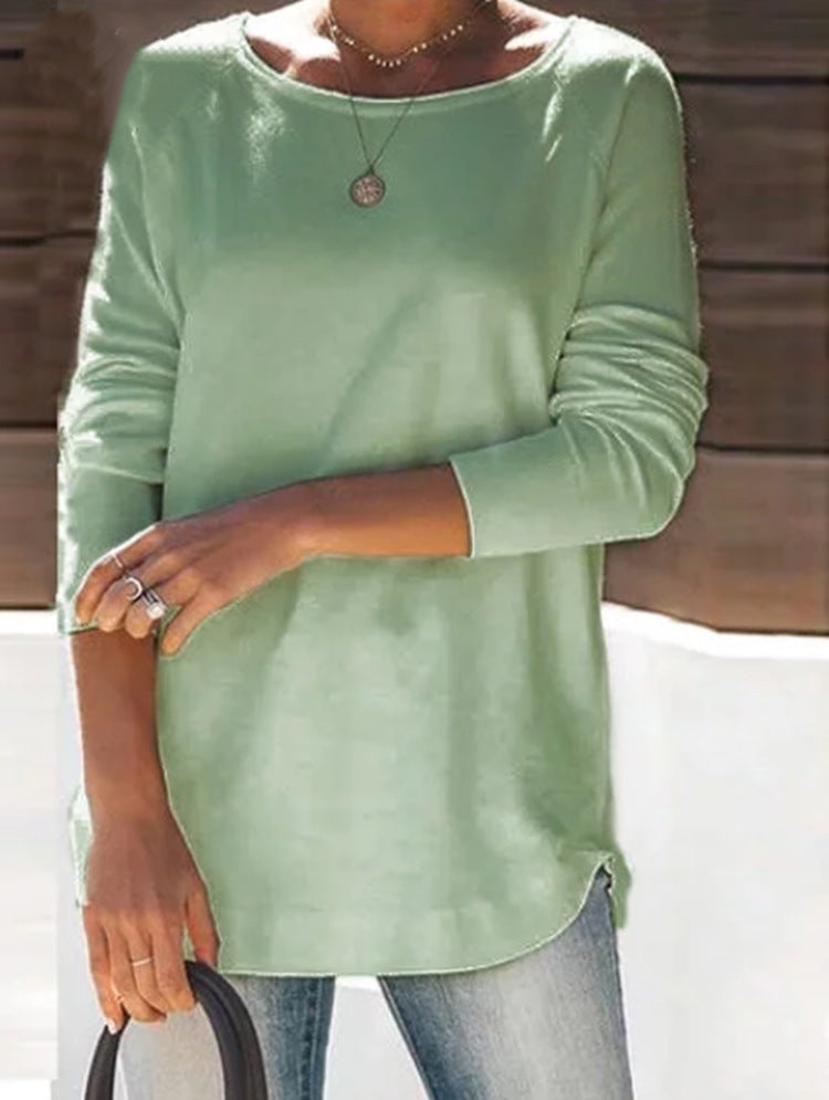 Damen gemütlicher Longsleeve mit weitem Ausschnitt Heidi-Mode