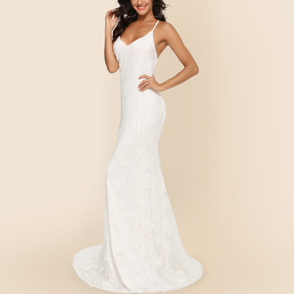 Heidi-Mode | Damen Ärmelloses Bodenlanges Ballkleid mit Schleppe
