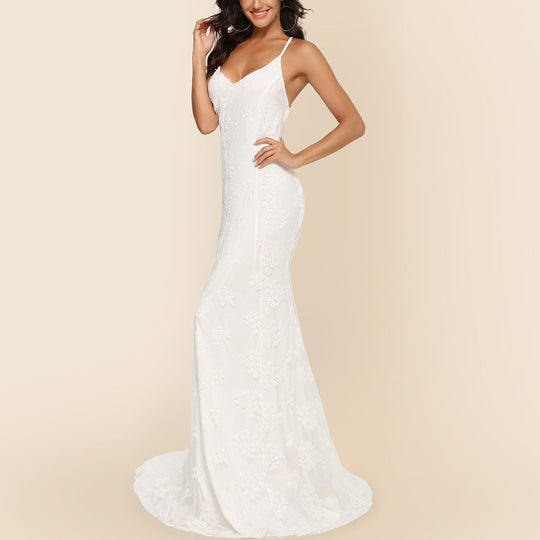 Heidi-Mode | Damen Ärmelloses Bodenlanges Ballkleid mit Schleppe