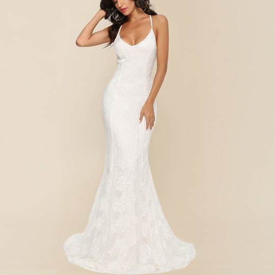 Heidi-Mode | Damen Ärmelloses Bodenlanges Ballkleid mit Schleppe