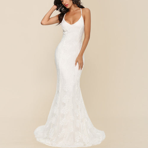 Heidi-Mode | Damen Ärmelloses Bodenlanges Ballkleid mit Schleppe
