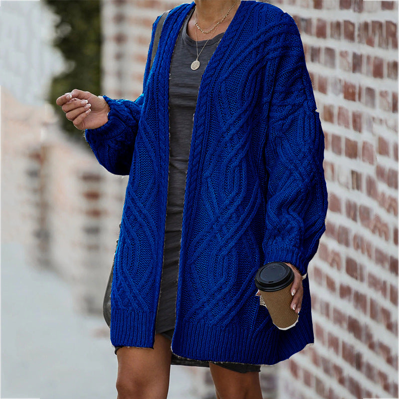 Damen Grobstrickjacke mit lässiger Silhouette und elegantem Zopfmuster Heidi-Mode