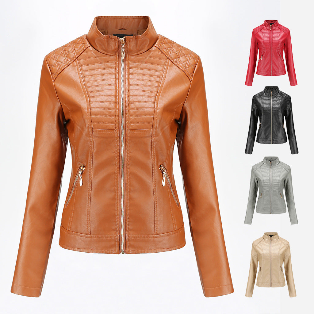 Damen Kunstlederjacke mit modischem Steppmuster Heidi-Mode